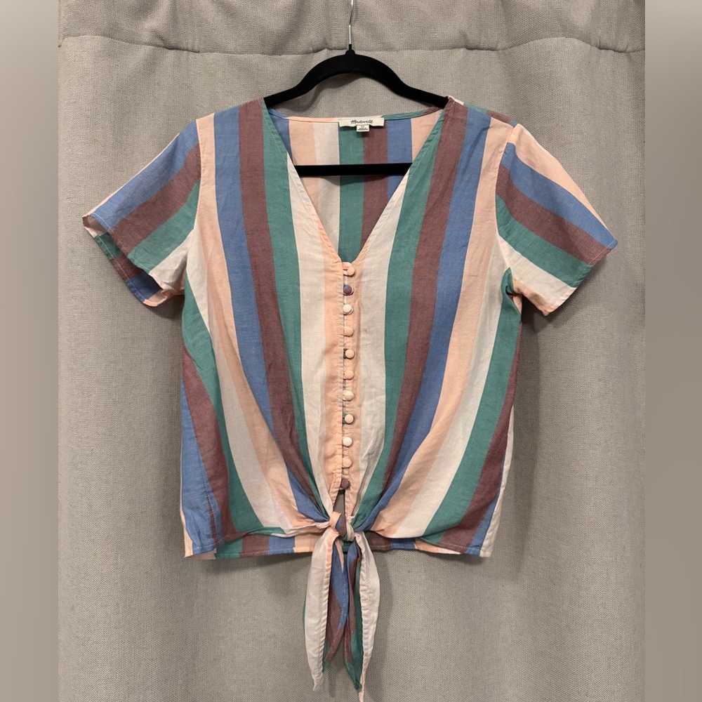 Madewell Short Sleeve Tie-Front Top